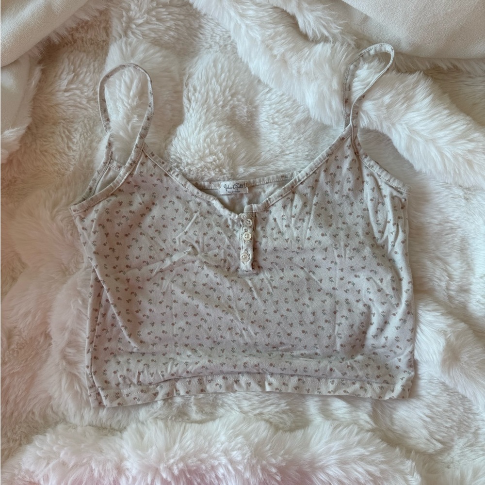 Brandy Melville Cream Floral Camisole
